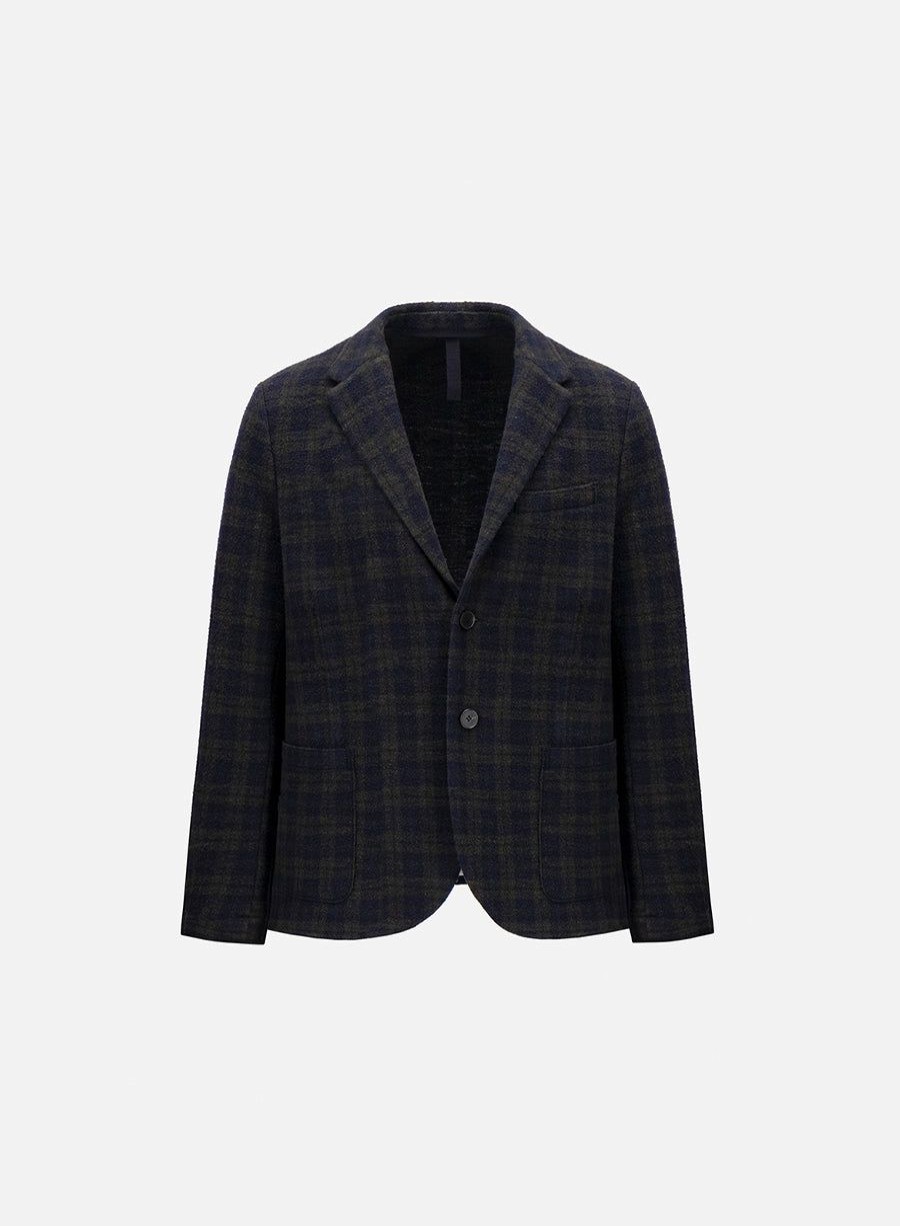 Harris Wharf London Blazer Plaid Navy & Green | Men