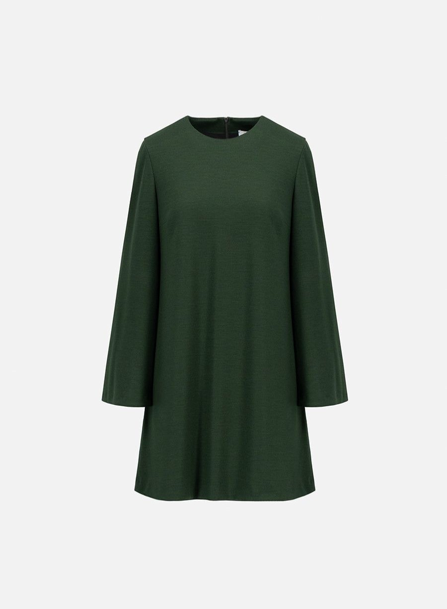 Harris Wharf London Bell Sleeves Dress Superfine Merino Emerald | Women