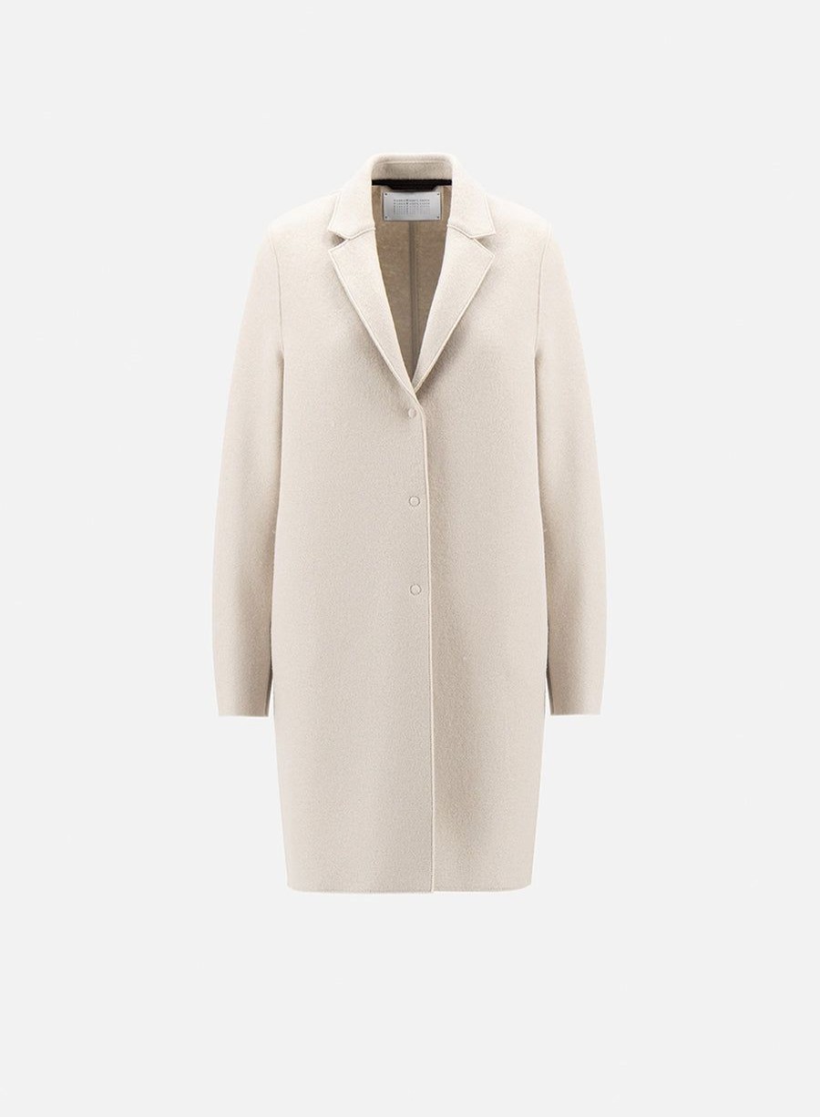 Harris Wharf London Cocoon Coat Pressed Wool Cream | Women