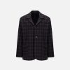 Harris Wharf London Dropped Shoulder Jacket Plaid Navy & Brown | Men