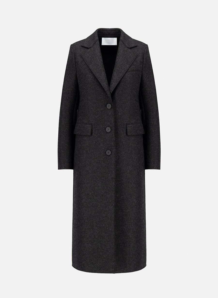 Harris Wharf London Coat With Shoulder Pads Pressed Wool Anthracite | Women