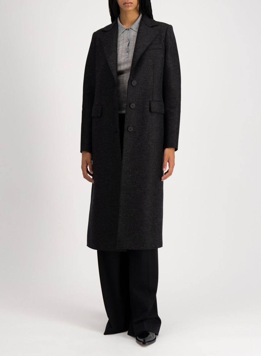 Harris Wharf London Coat With Shoulder Pads Pressed Wool Anthracite | Women