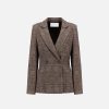 Harris Wharf London Loro Piana Blazer With Shoulder Pads Beige & Rust | Women