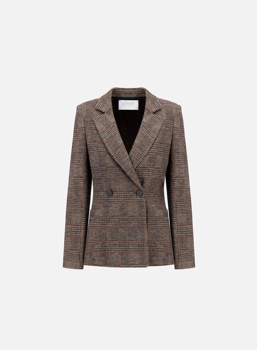 Harris Wharf London Loro Piana Blazer With Shoulder Pads Beige & Rust | Women