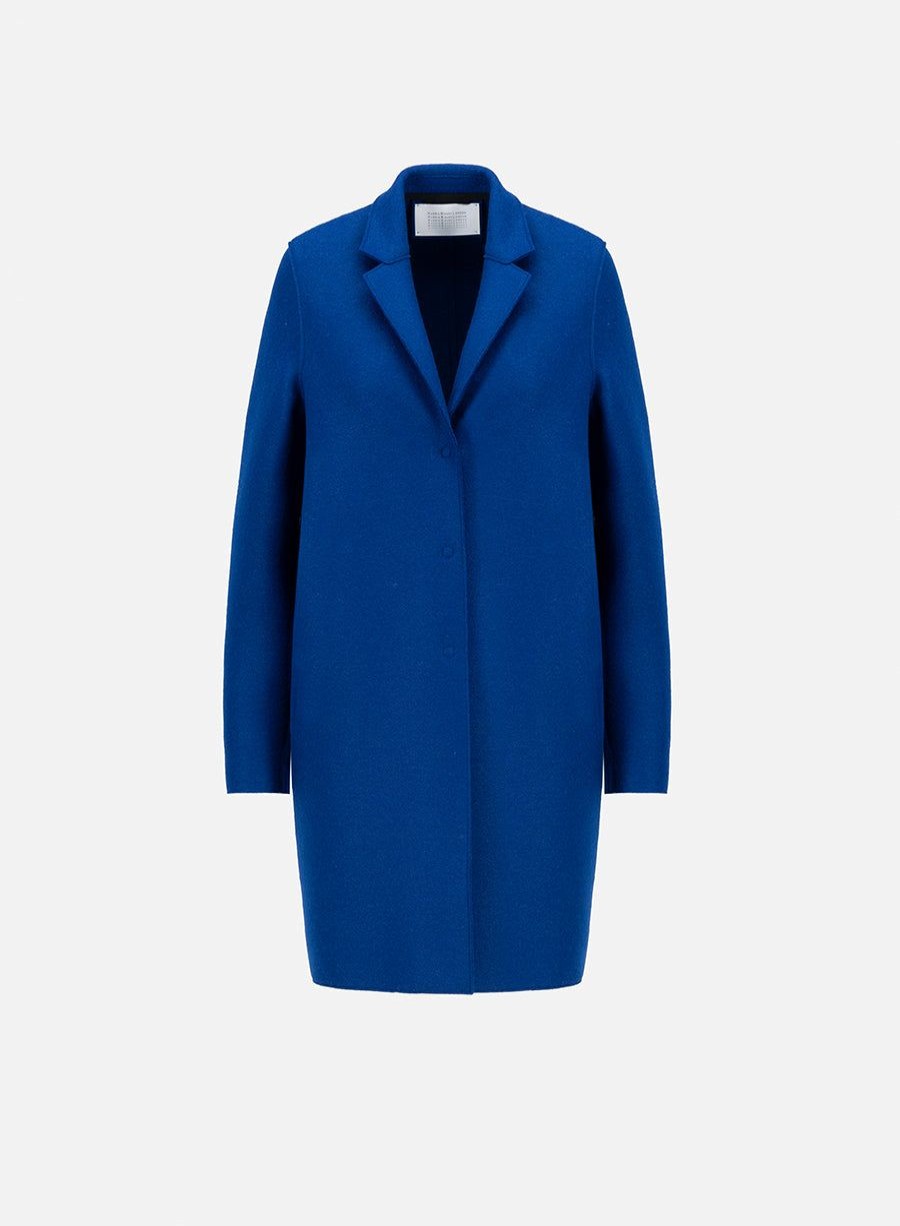 Harris Wharf London Cocoon Coat Pressed Wool Oxford Blue | Women