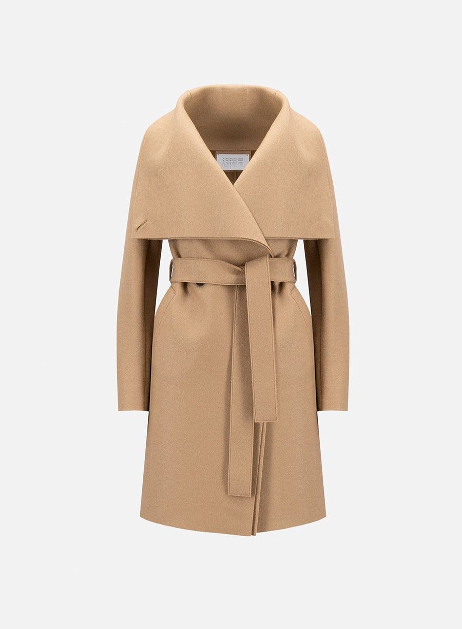 Harris Wharf London Volcano Coat Pressed Wool Tan | Women