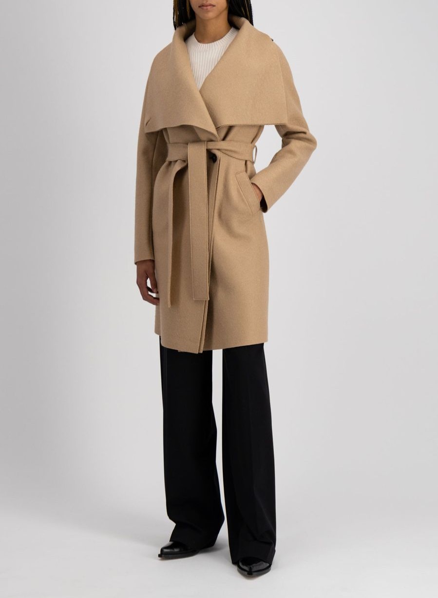 Harris Wharf London Volcano Coat Pressed Wool Tan | Women