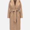 Harris Wharf London Hooded Wrap Coat Pressed Wool Tan | Women