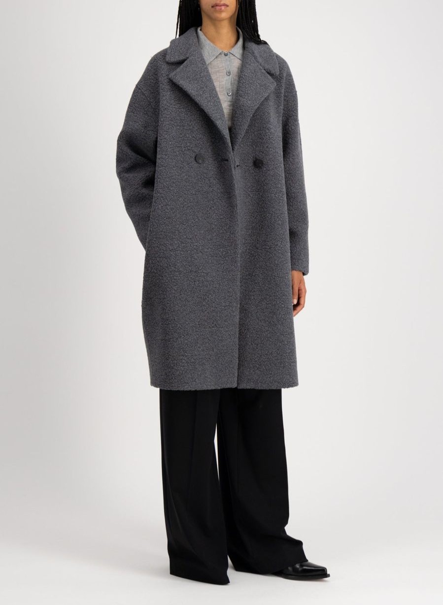 Harris Wharf London Dropped Shoulder Coat Boucle Middle Grey | Women