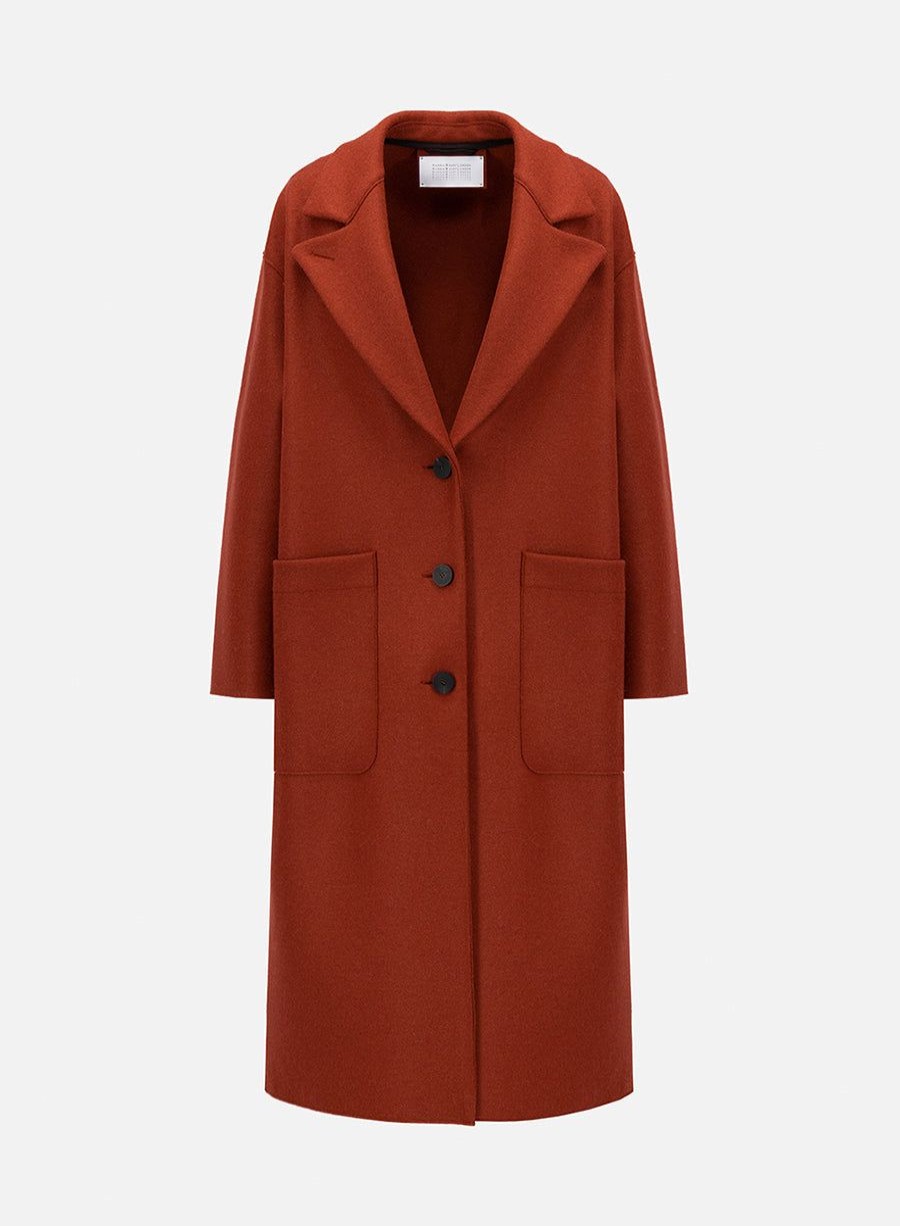 Harris Wharf London Greatcoat Pressed Wool Red Rust | Women