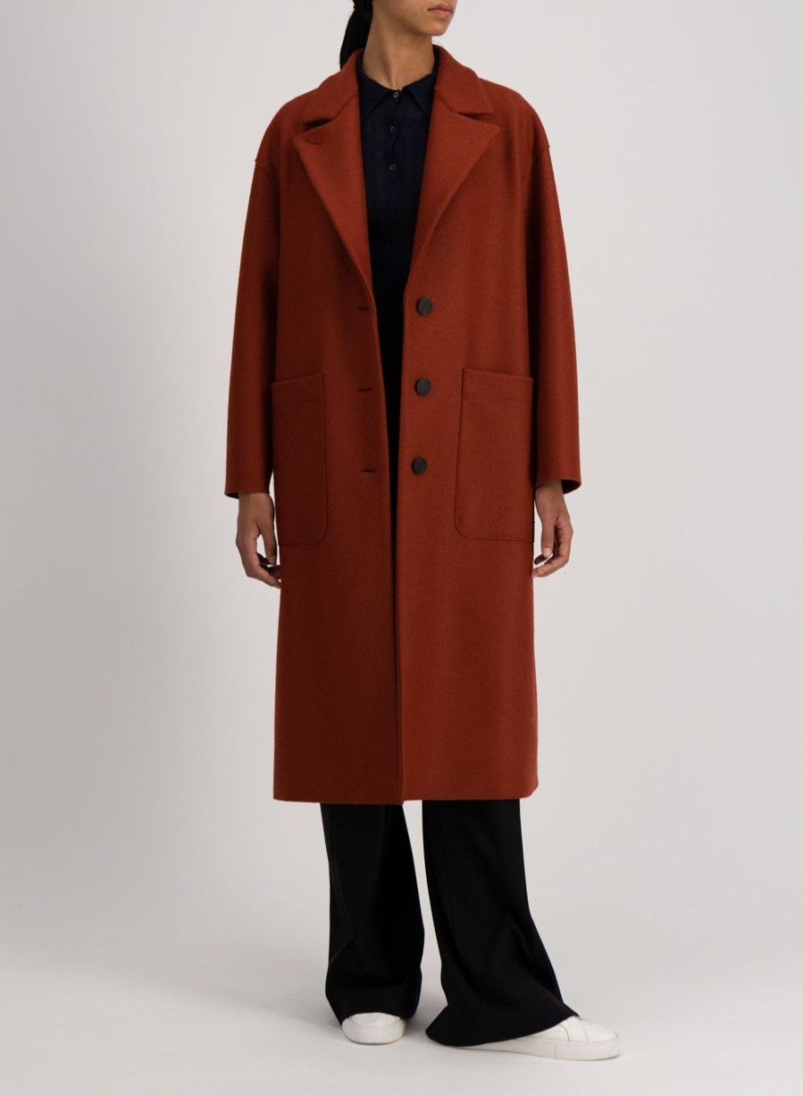 Harris Wharf London Greatcoat Pressed Wool Red Rust | Women