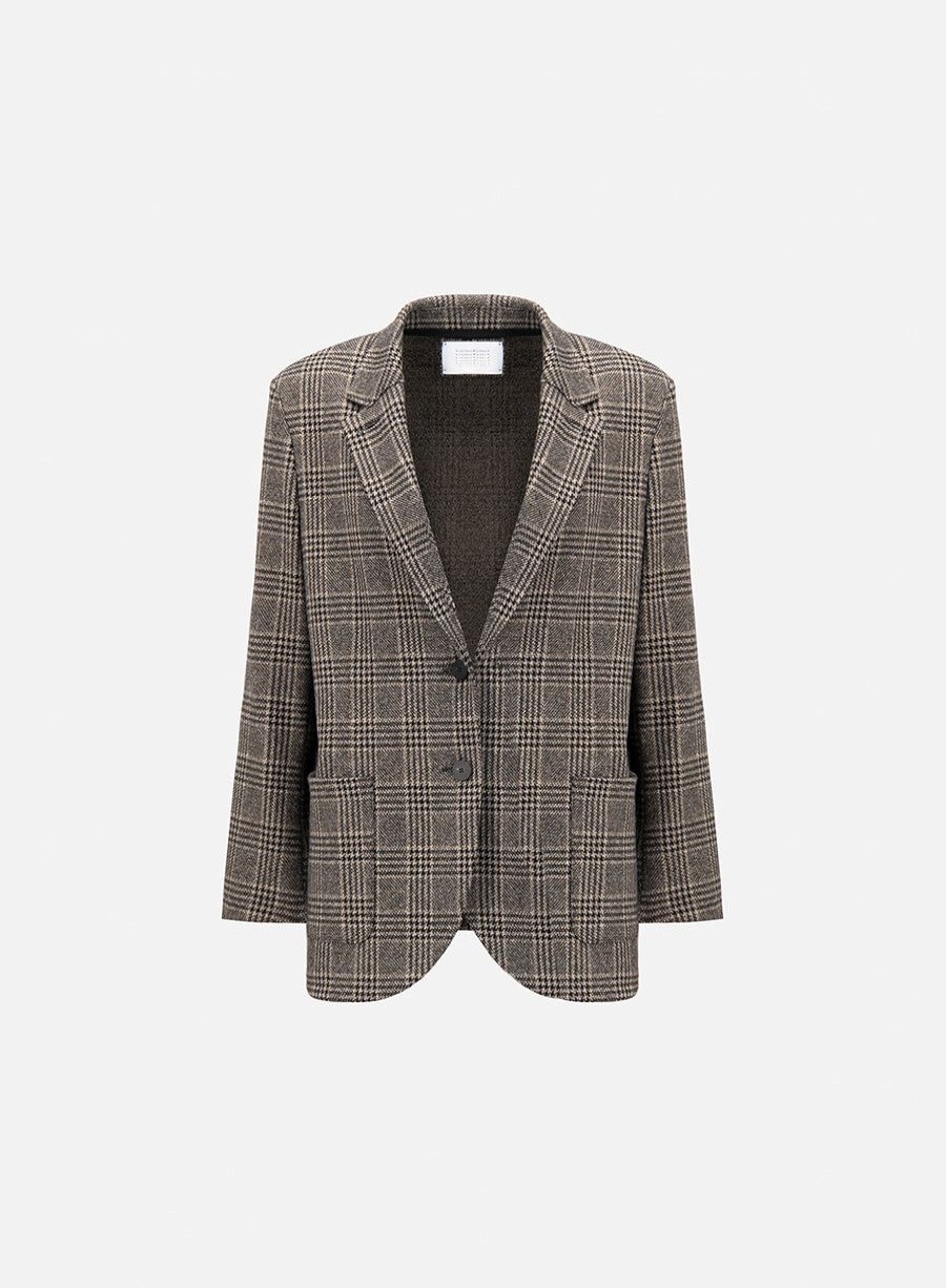 Harris Wharf London Travel Blazer With Shoulder Pads Bicolour P.O.W. Black & Beige | Women