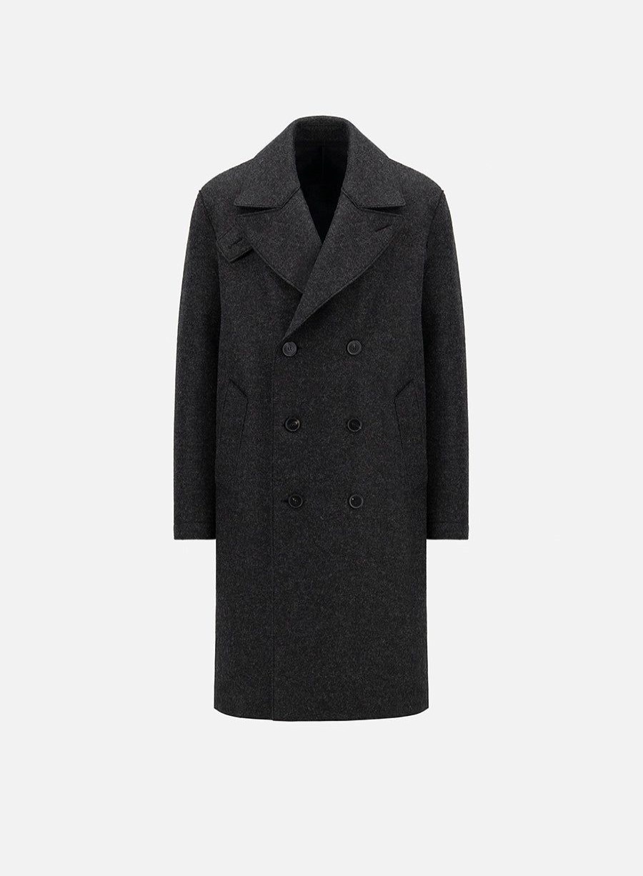 Harris Wharf London Long Peacoat Pressed Wool Anthracite | Men