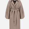 Harris Wharf London Puff Sleeves Coat Pressed Wool Taupe | Women