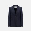 Harris Wharf London Uncollared Jacket Superfine Merino Navy Blue | Women