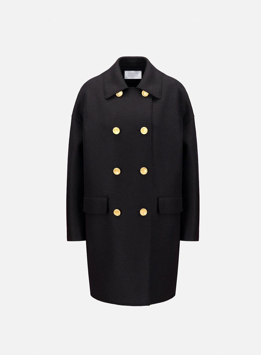 Harris Wharf London Mac Coat Pressed Wool Black | Women