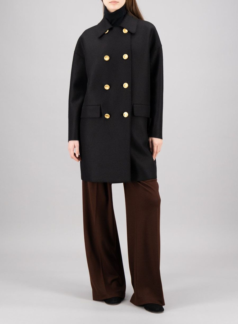 Harris Wharf London Mac Coat Pressed Wool Black | Women