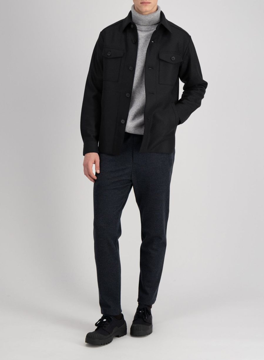 Harris Wharf London Shirt Jacket Pressed Wool Black | Men