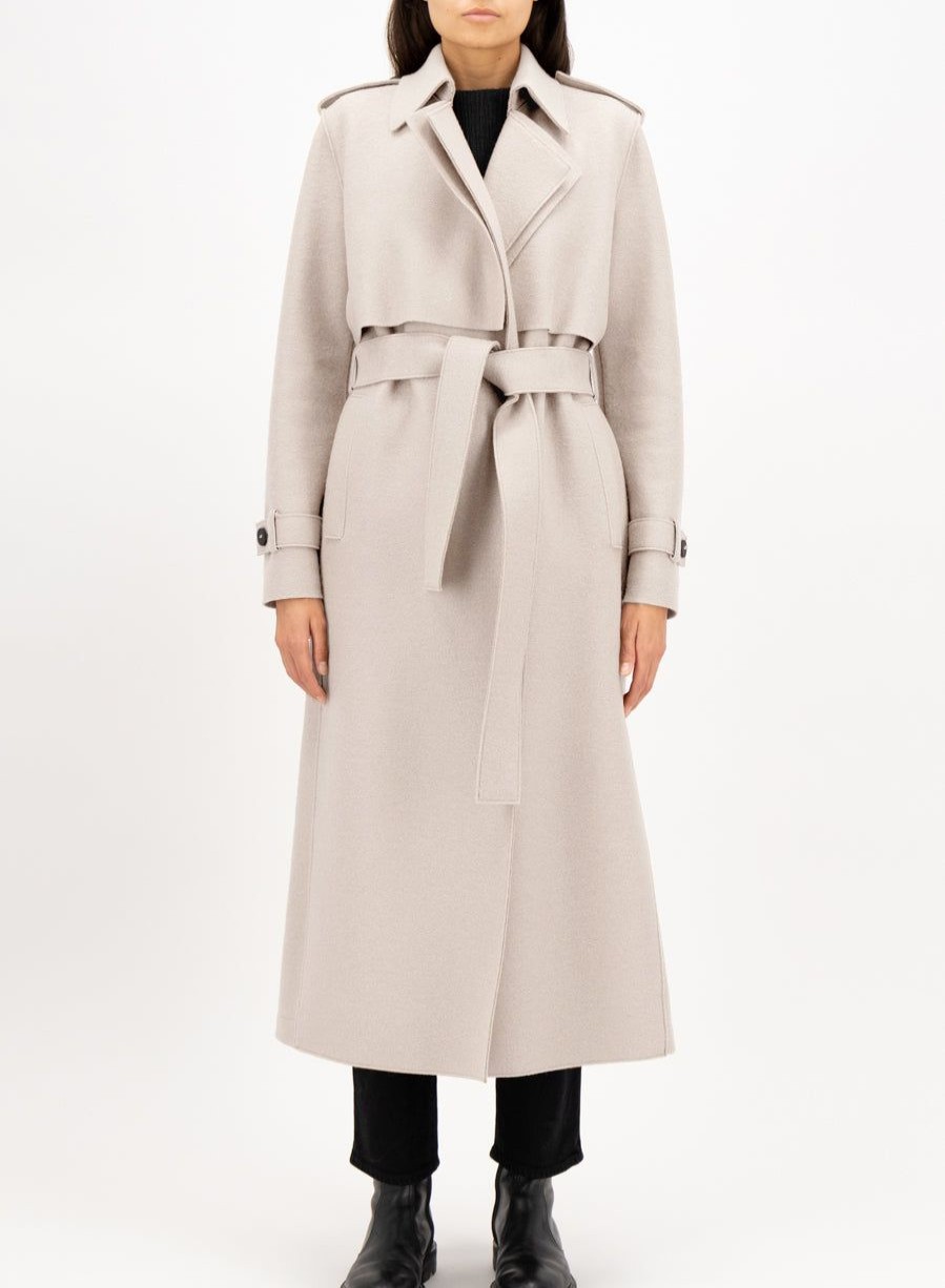 Harris Wharf London Long Trench Coat Pressed Wool Cream | Women