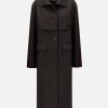 Harris Wharf London Storm Shield Coat Pressed Wool And Polaire Dark Brown | Women