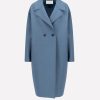 Harris Wharf London Dropped Shoulder Coat Pressed Wool Steel Blue | Women