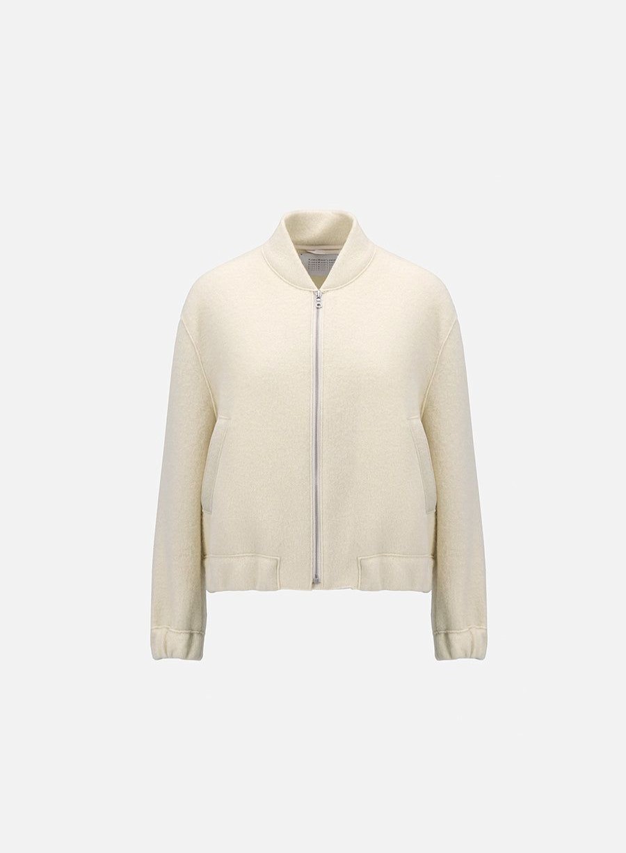 Harris Wharf London Cropped Bomber Boiled Wool Natural Off White | Women