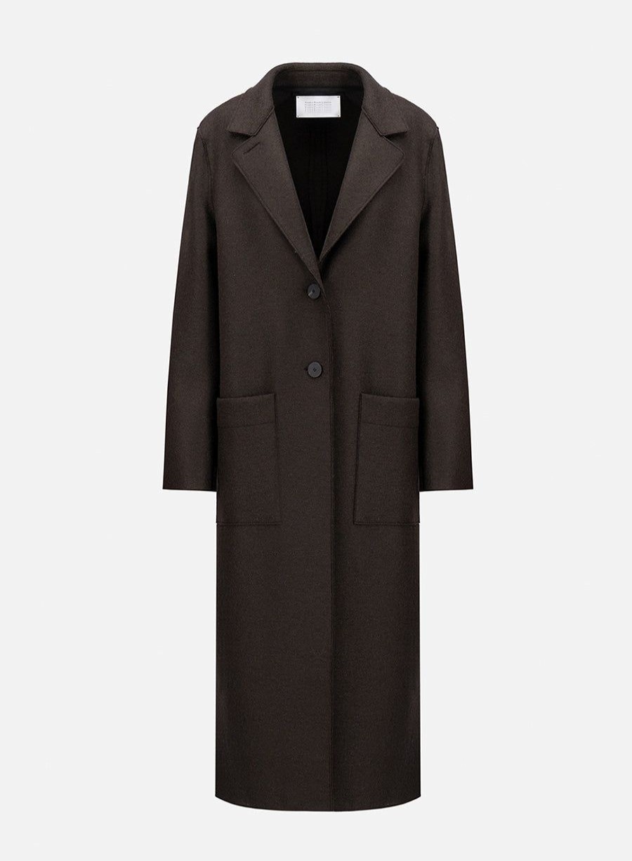 Harris Wharf London Long Boxy Coat Pressed Wool Dark Brown | Women