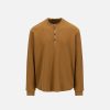 Harris Wharf London Henley Shirt Thermal Cotton Ginger Bread | Men