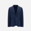 Harris Wharf London Moleskin Houndstooth Blazer Navy Blue | Men