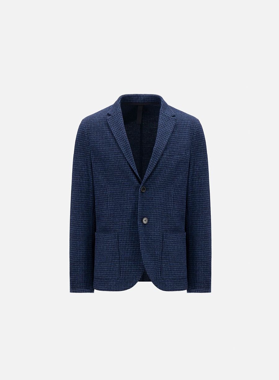 Harris Wharf London Moleskin Houndstooth Blazer Navy Blue | Men