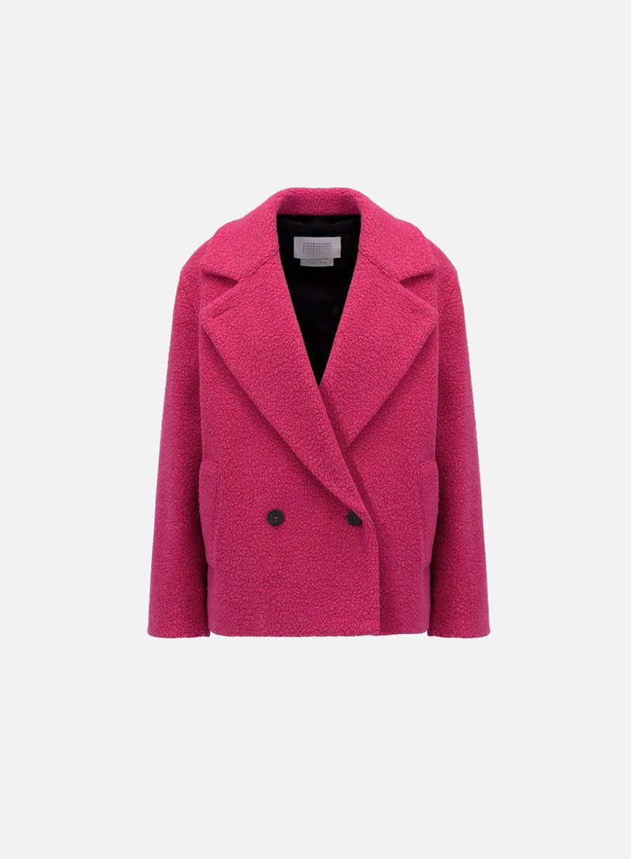 Harris Wharf London Cropped Outdoor Jacket Boucle Fuchsia | Women