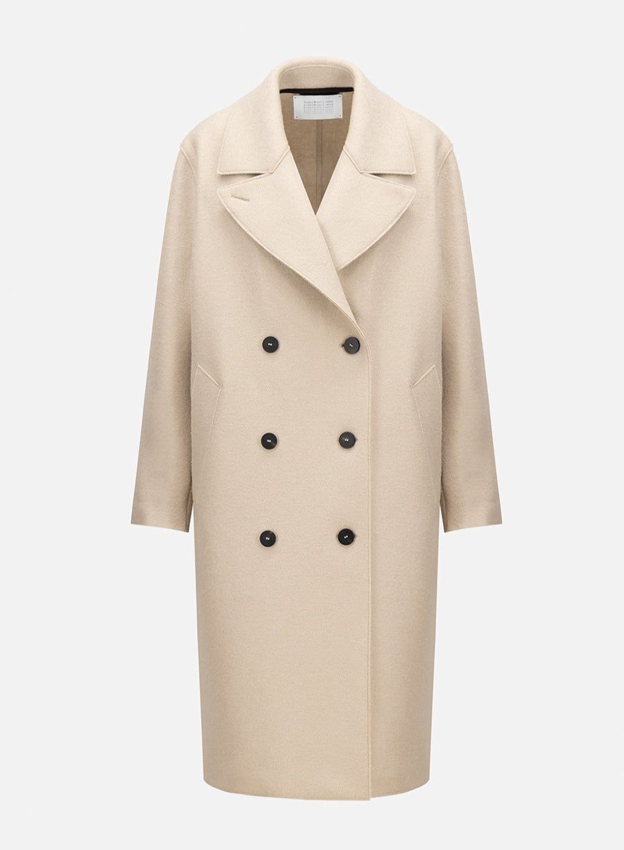 Harris Wharf London Sailor Coat Pressed Wool And Polaire Almond | Women