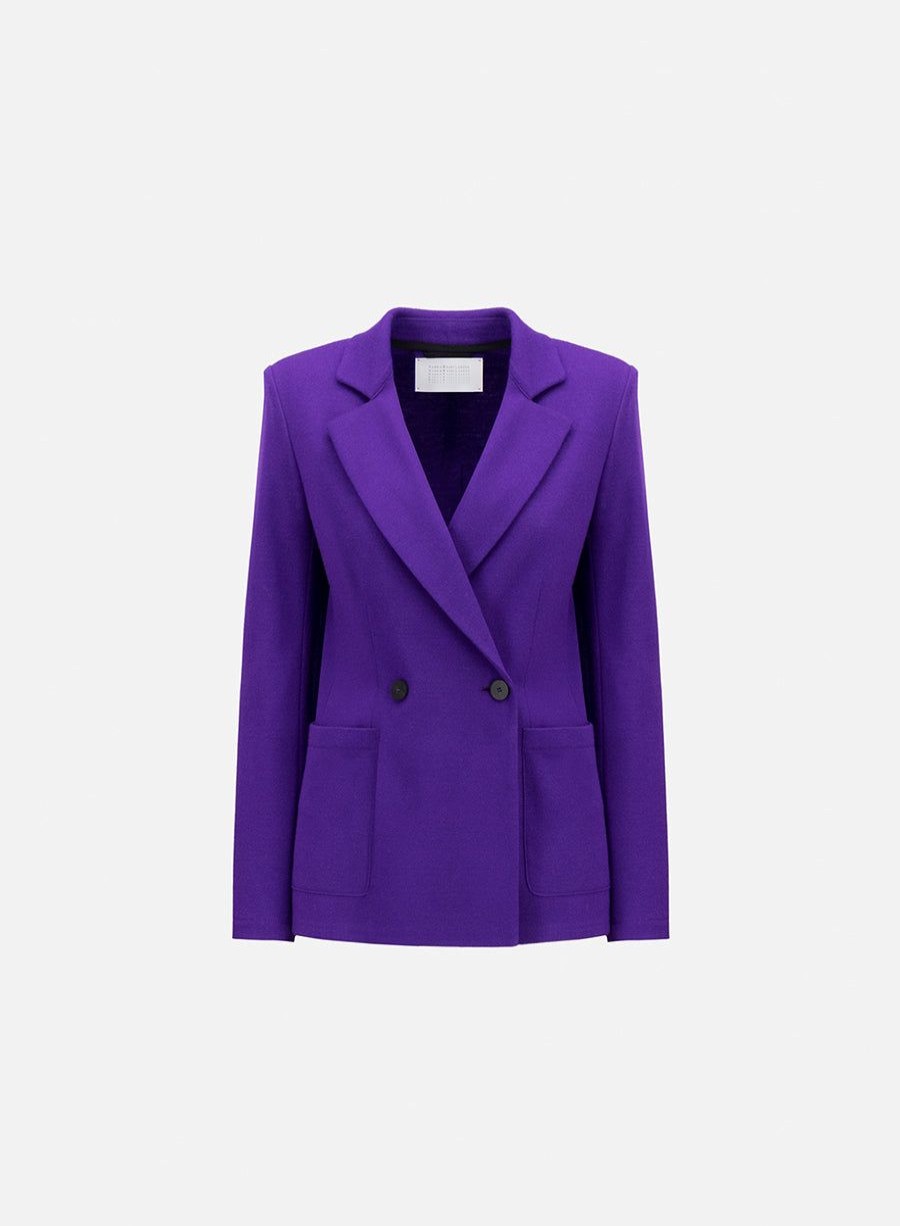 Harris Wharf London Blazer With Shoulder Pads Superfine Merino Purple | Women