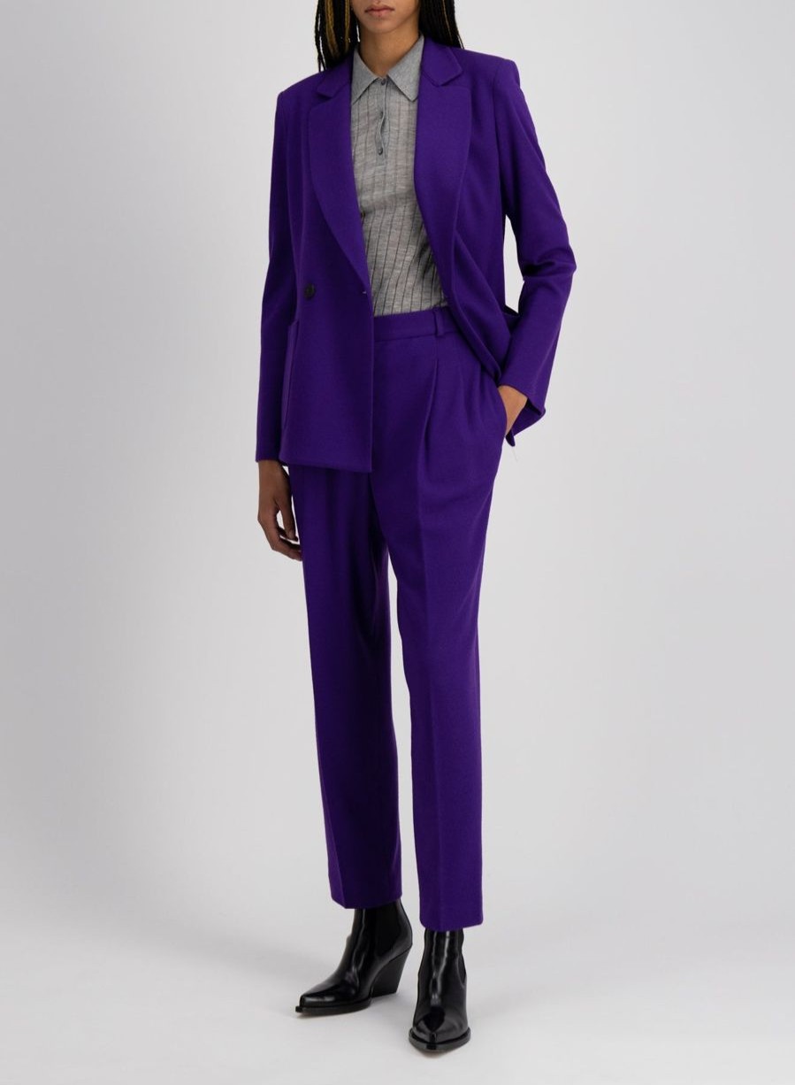 Harris Wharf London Blazer With Shoulder Pads Superfine Merino Purple | Women