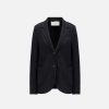 Harris Wharf London Stand Up Collar Boyfriend Blazer Superfine Merino Black | Women