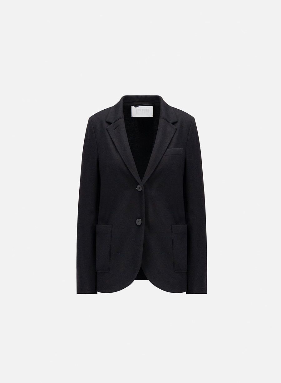 Harris Wharf London Stand Up Collar Boyfriend Blazer Superfine Merino Black | Women