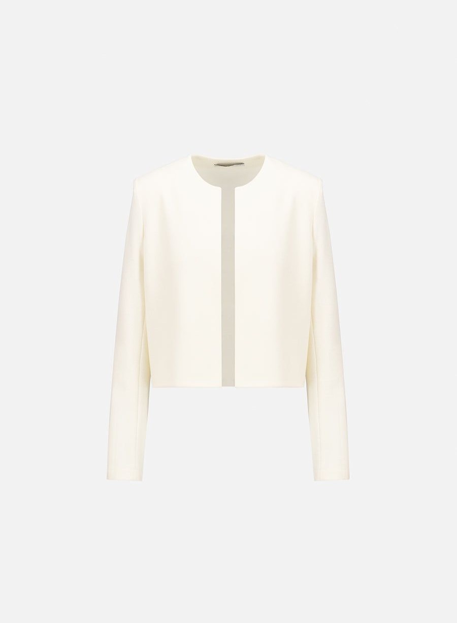 Harris Wharf London Collarless Jacket With Shoulder Pads Superfine Merino | Women