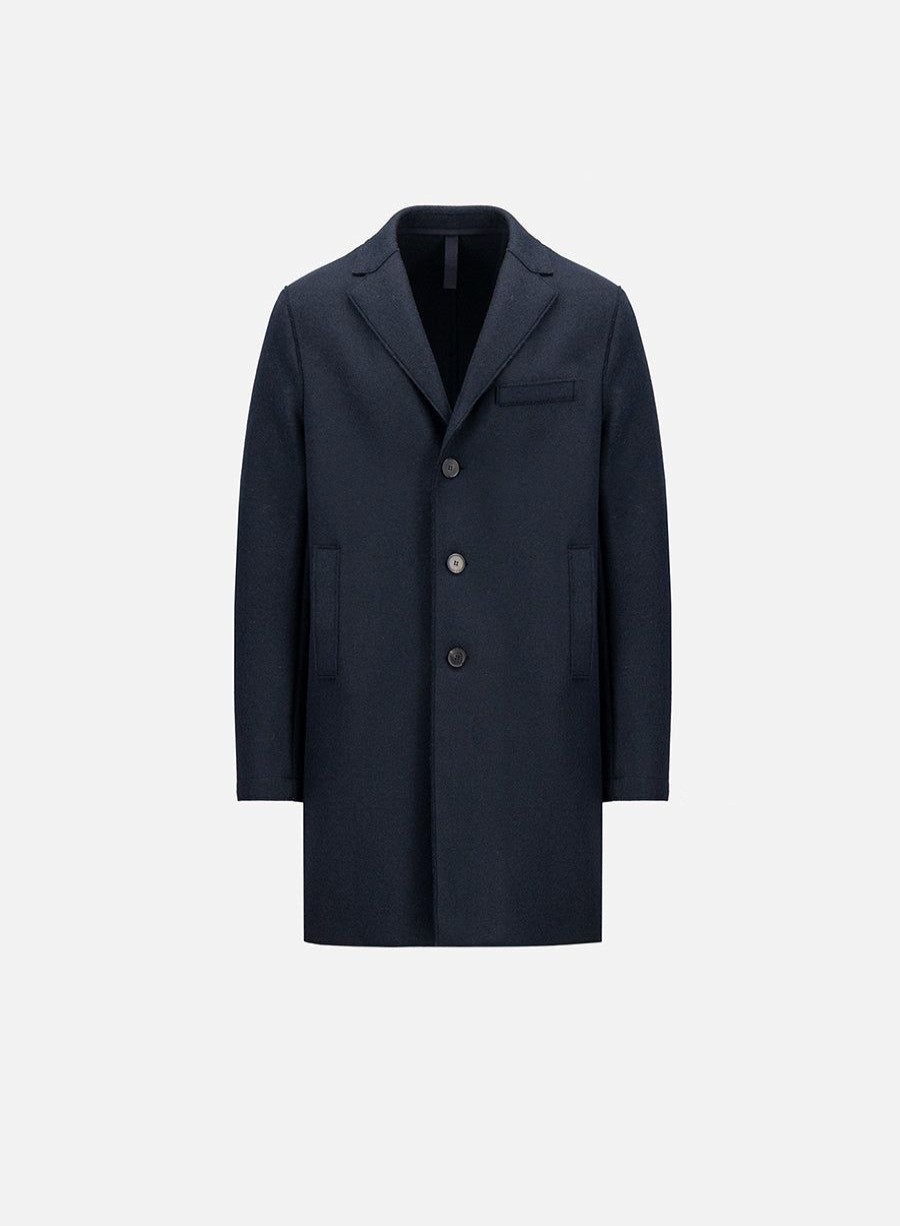 Harris Wharf London Boxy Coat Pressed Wool Dark Blue | Men