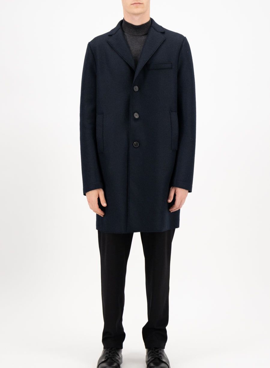 Harris Wharf London Boxy Coat Pressed Wool Dark Blue | Men