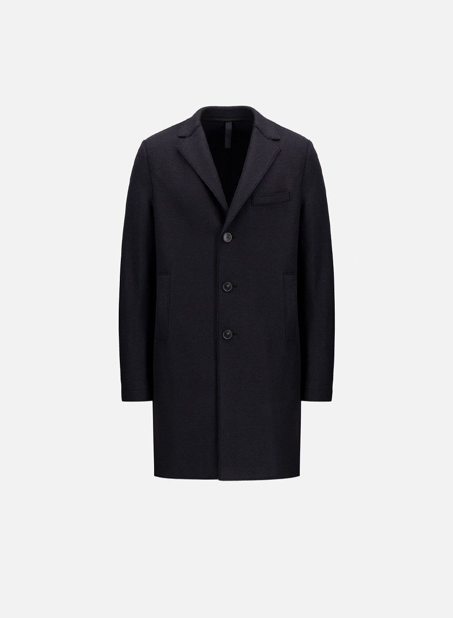 Harris Wharf London Boxy Coat Pressed Wool Black | Men