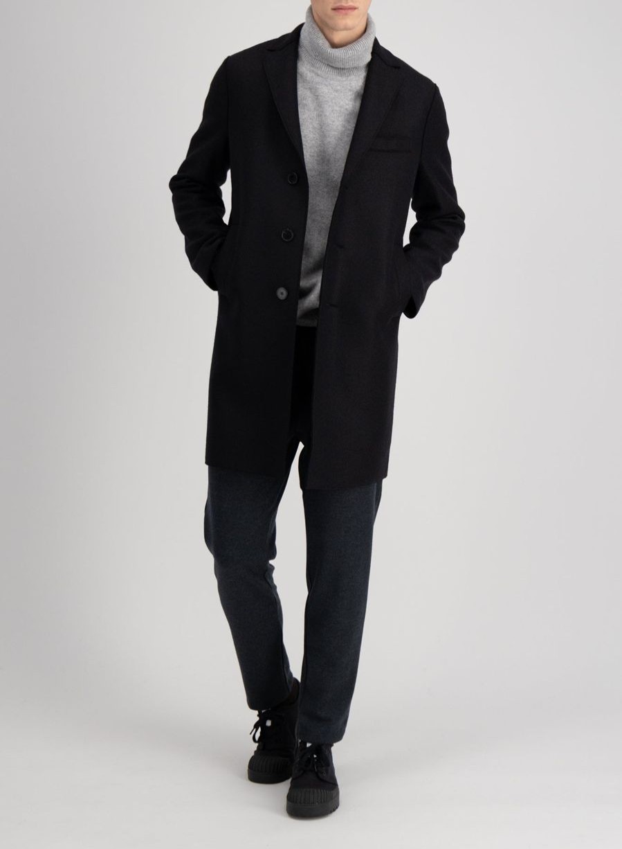 Harris Wharf London Boxy Coat Pressed Wool Black | Men