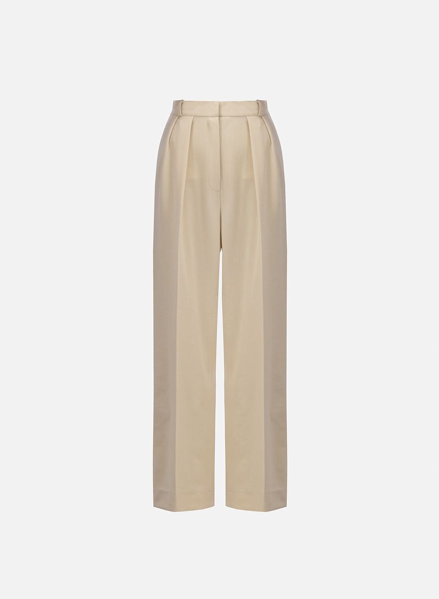 Harris Wharf London Pleated Wide Leg Trouser Stretch Cord Almond | Women