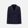 Harris Wharf London Peak Lapel Blazer Tencel Moleskin Navy Blue | Men