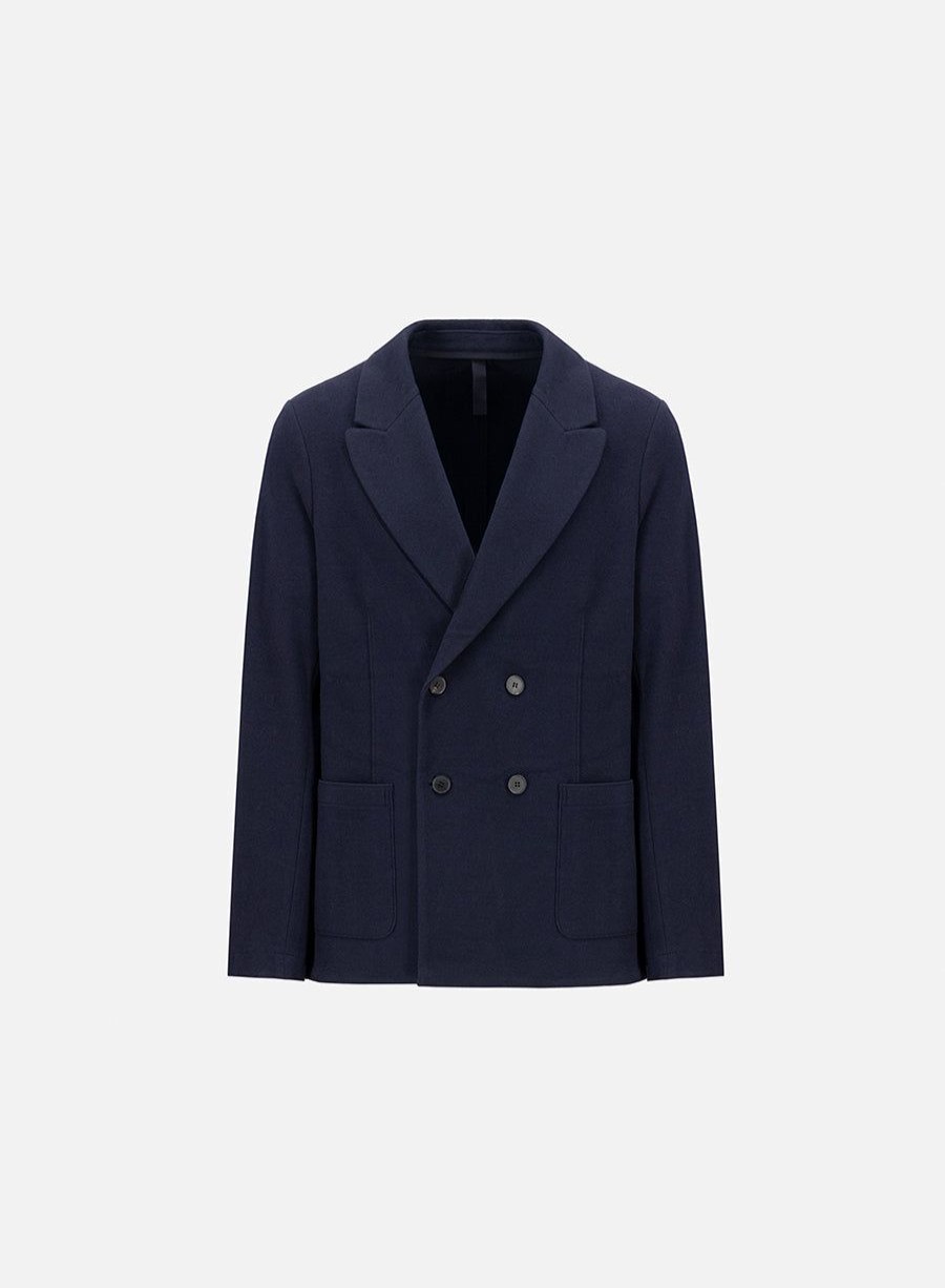 Harris Wharf London Peak Lapel Blazer Tencel Moleskin Navy Blue | Men