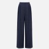 Harris Wharf London Oversized Pleated Trousers Tattersall Navy | Women