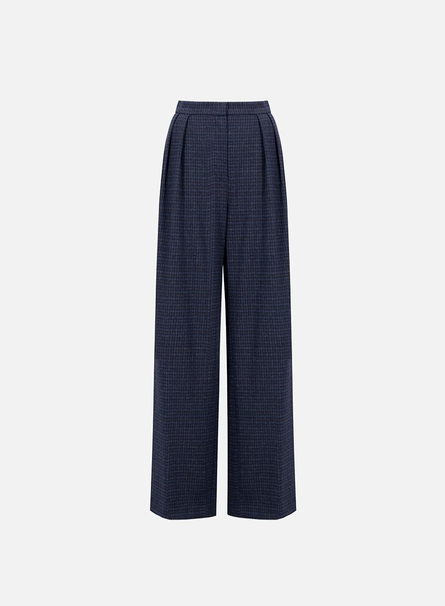 Harris Wharf London Oversized Pleated Trousers Tattersall Navy | Women