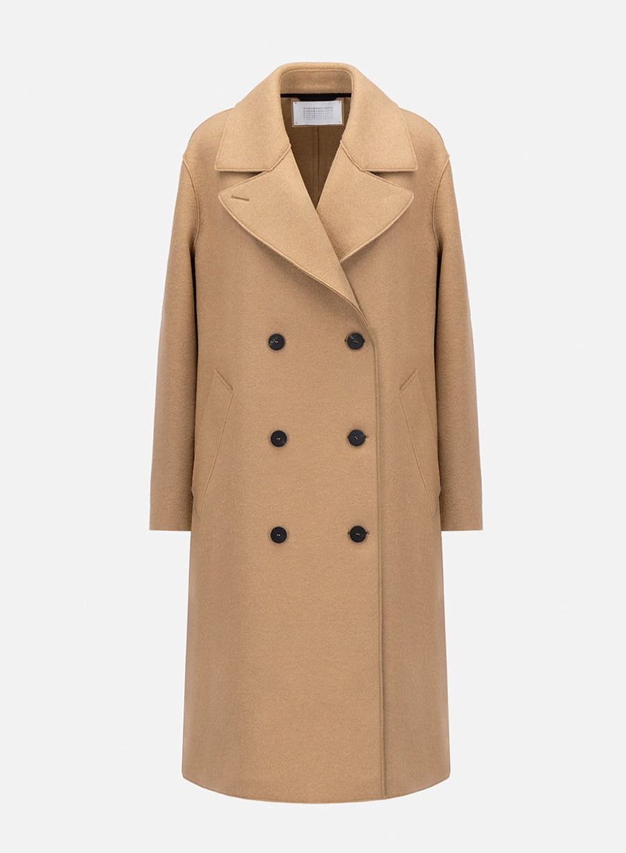 Harris Wharf London Sailor Coat Pressed Wool And Polaire Tan | Women