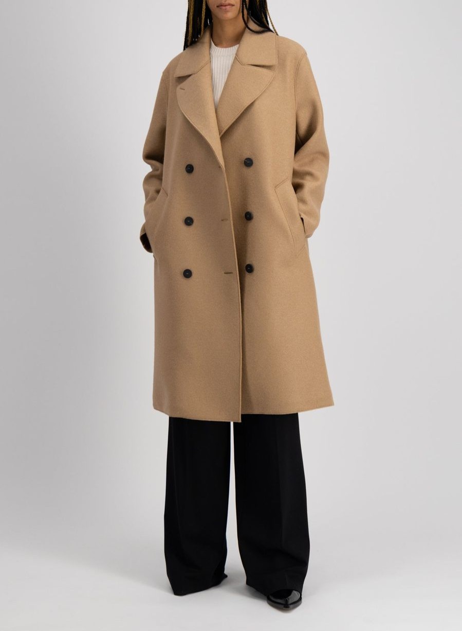 Harris Wharf London Sailor Coat Pressed Wool And Polaire Tan | Women