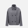 Harris Wharf London Cropped Funnel Jacket Pressed Wool Grey M. | Women