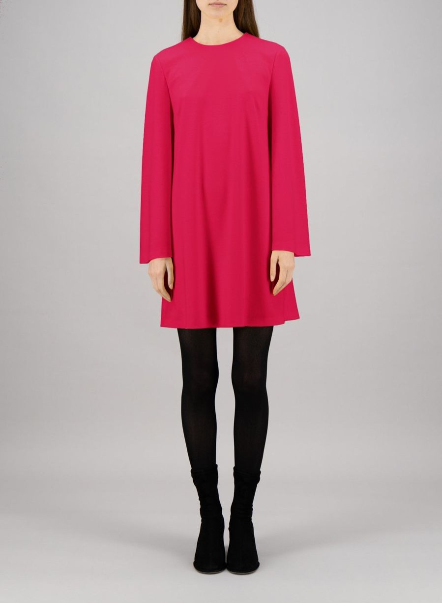 Harris Wharf London Bell Sleeves Dress Superfine Merino Fuchsia | Women